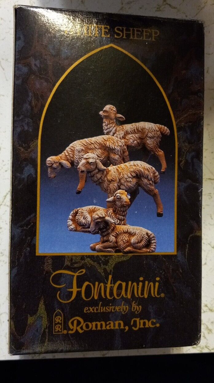 Fontanini By Roman White Sheep 72539 Set Of 5 1997