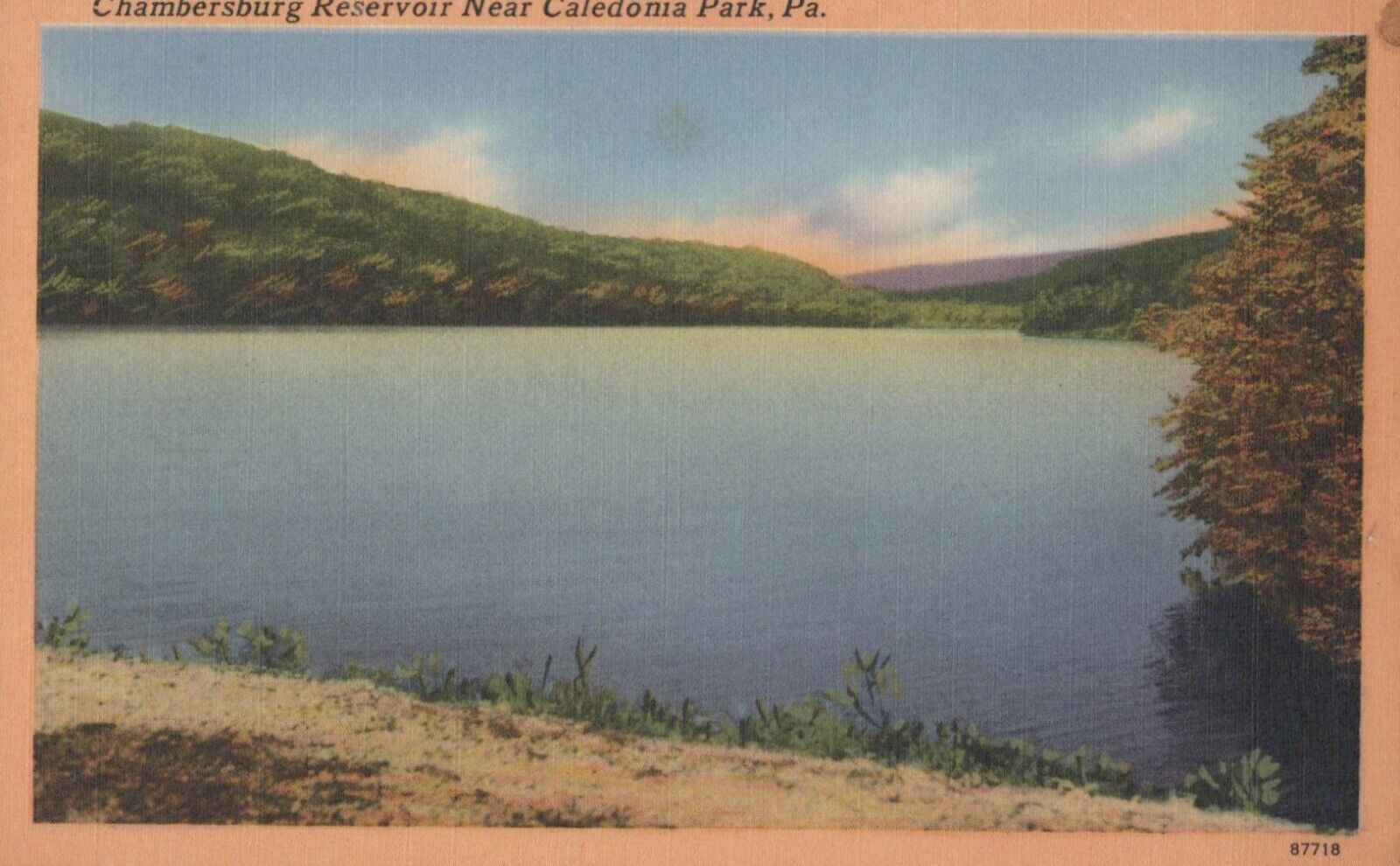 Caledonia Park Pennsylvania Chambersburg Reservoir Vintage Linen Postcard