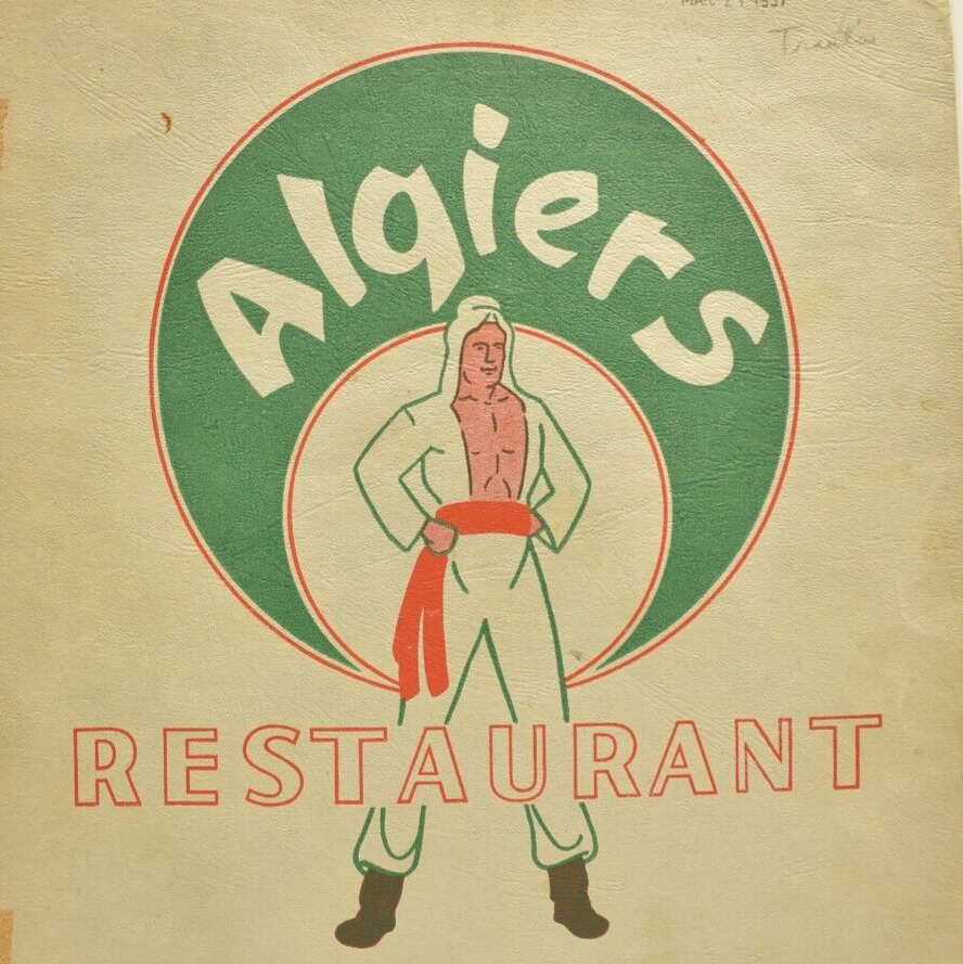 Vintage 1957 Algiers Restaurant Menu El Camino Real Redwood City California