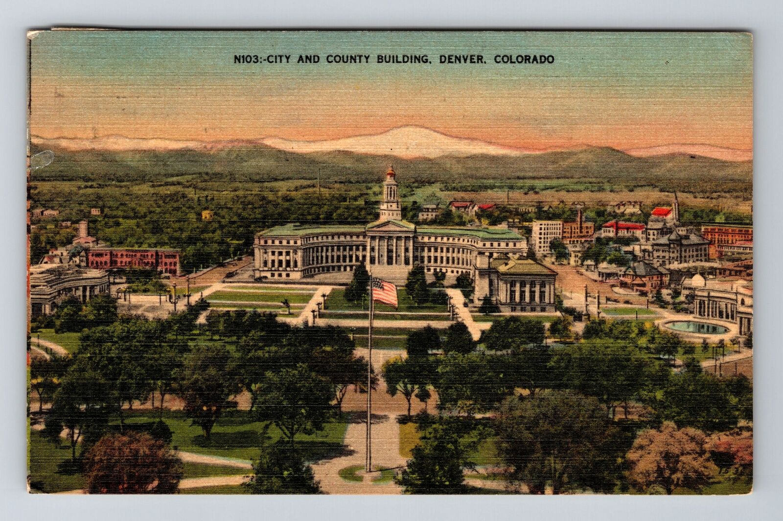 Denver CO-Colorado, City And County Building Vintage c1946 Souvenir Postcard