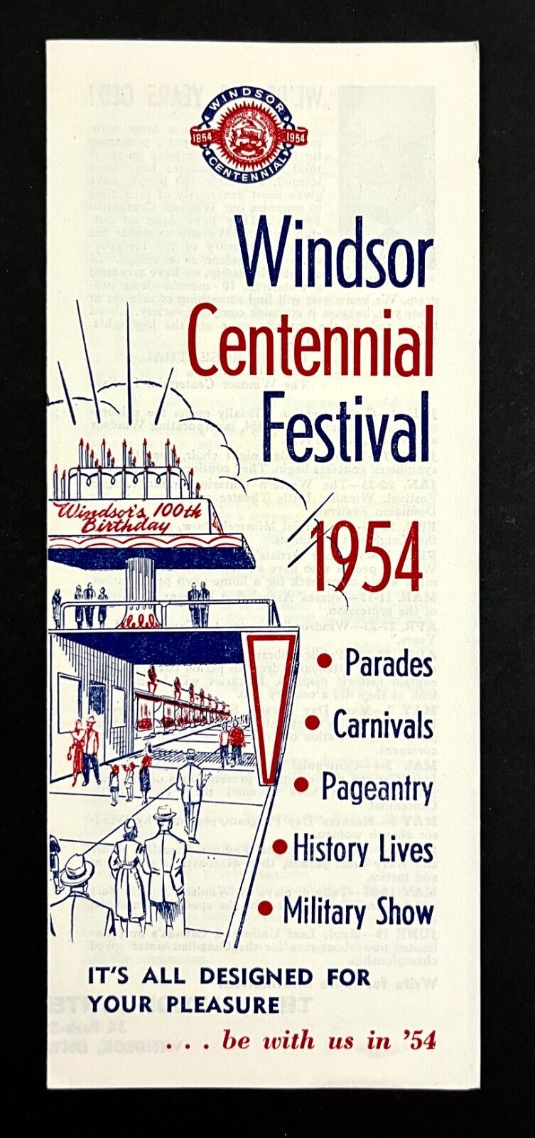 1954 Windsor Birthday Centennial Festival Ontario Canada Vintage Travel Brochure
