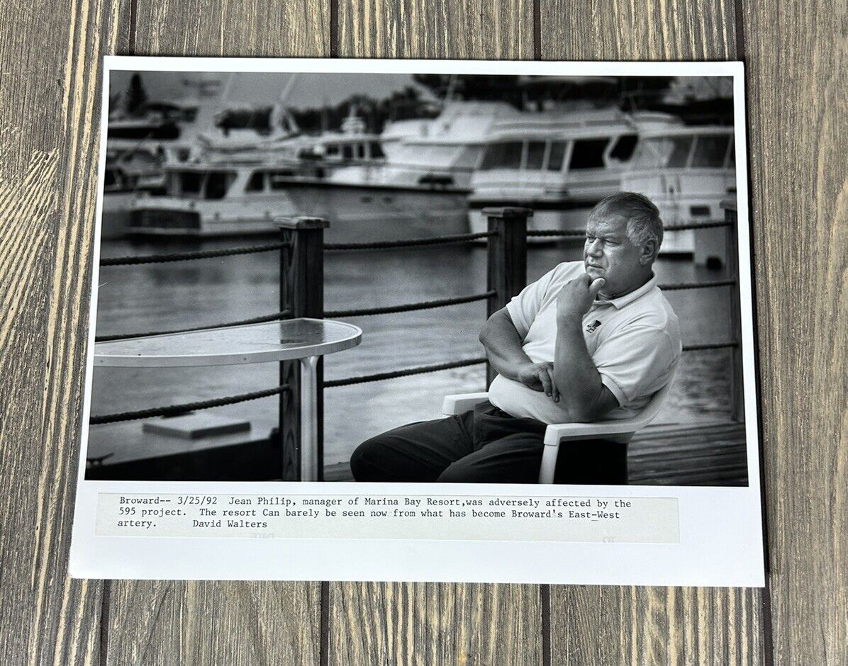 Vintage 1992 Jean Phillip Manager Of Marina Bay Resort Black White Photograph 
