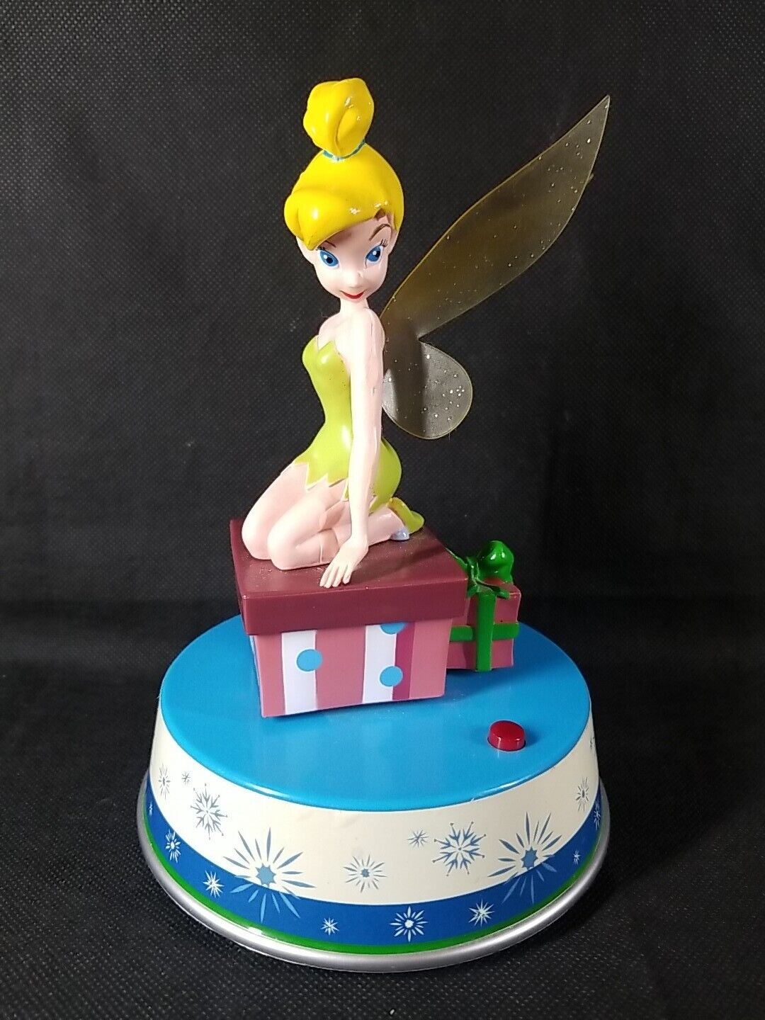 Vintage DISNEY TINKERBELL Music Box Figurine By Gemmy TESTED Not Spinning 