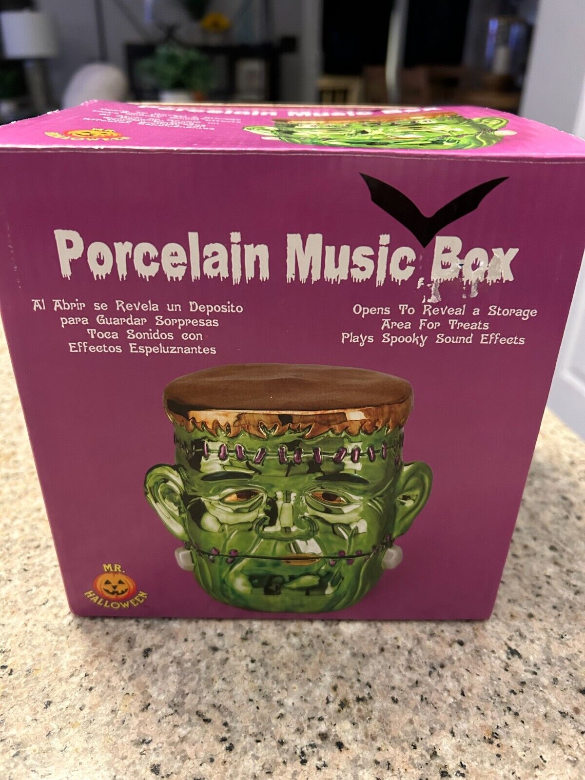 Mr. Halloween Porcelain Music Box Frankenstein w/ Spooky Sounds by Mr. Christmas