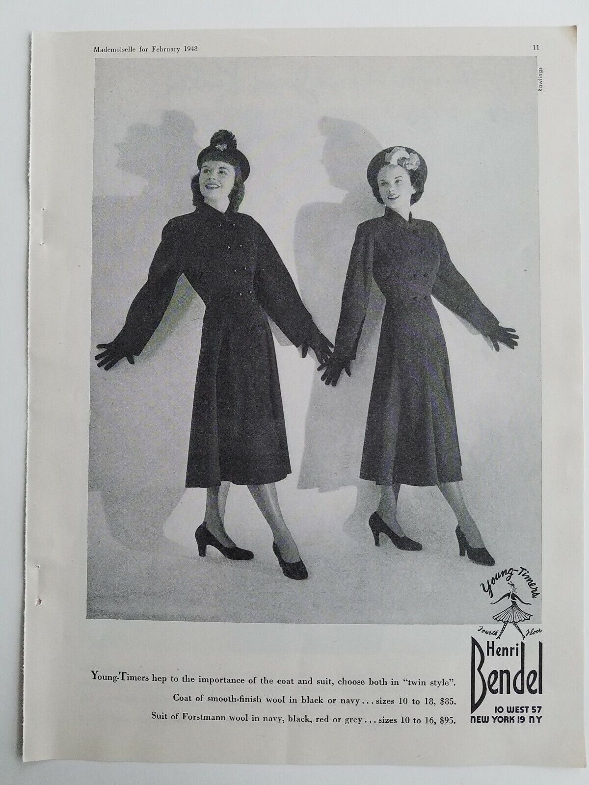 1948 womens Henri Bendel youngtimers coat vintage fashion ad