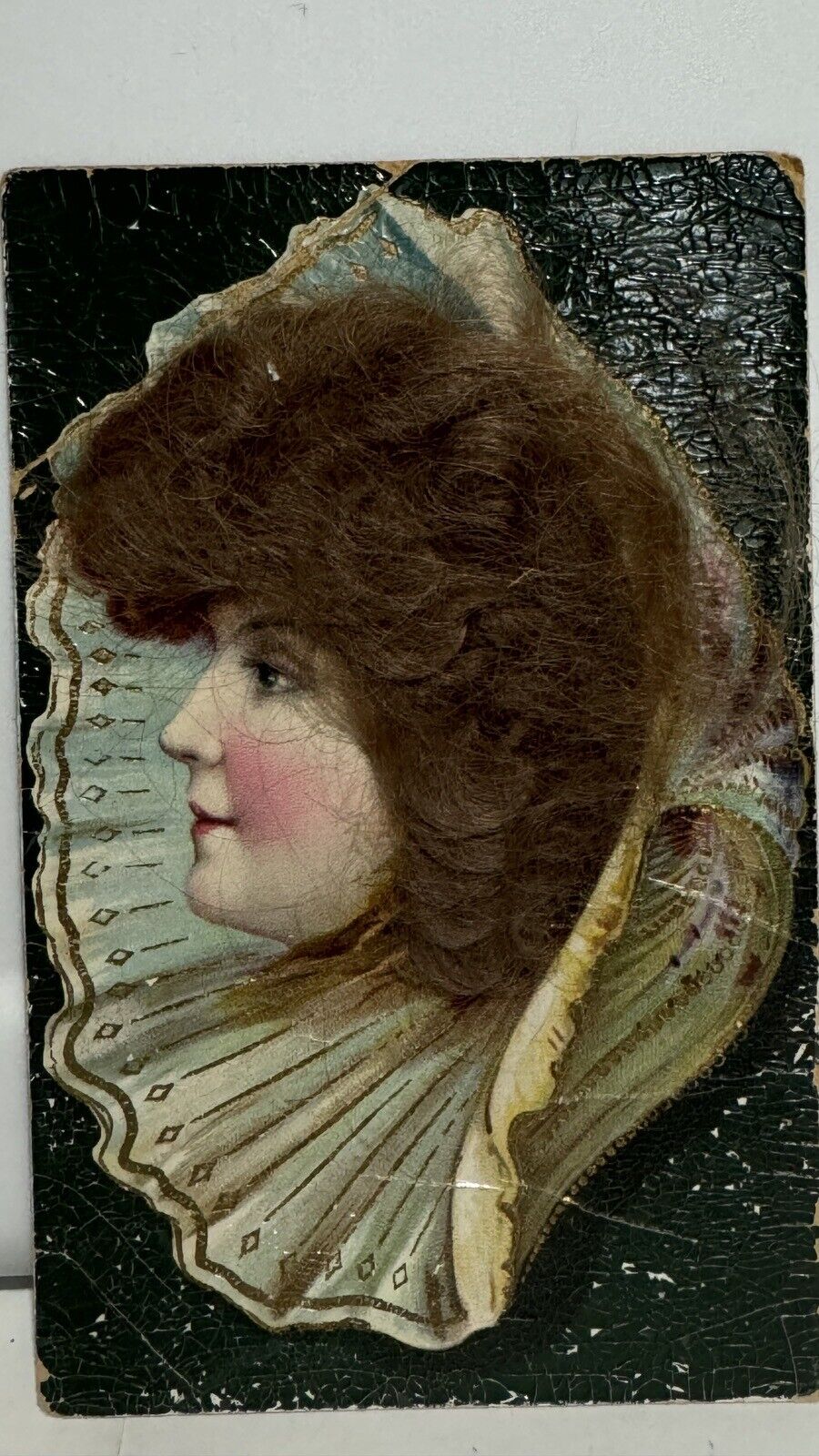 Vintage Antique Victorian Woman with Real Hair Picture 