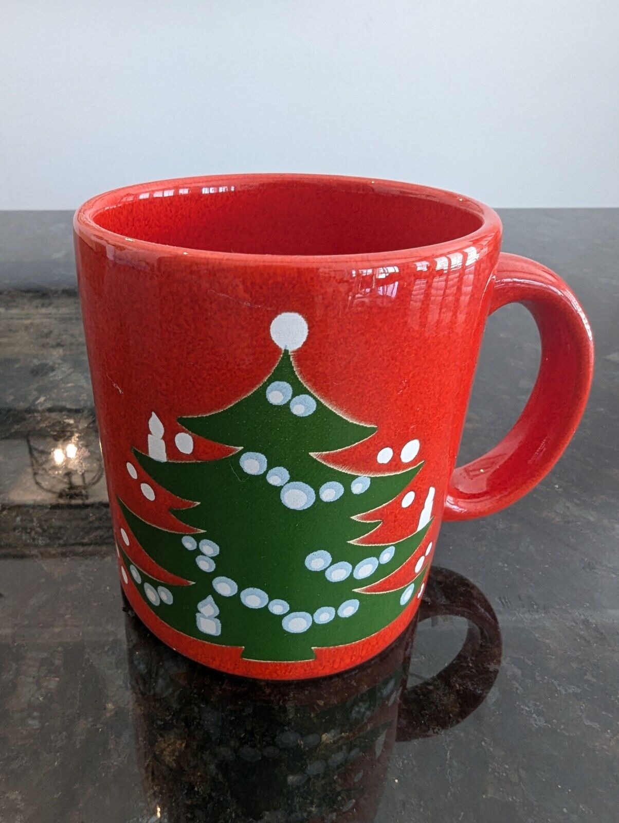 Vintage Waechtersbach Christmas Tree Coffee Cup Mug Red White Ceramic W. Germany