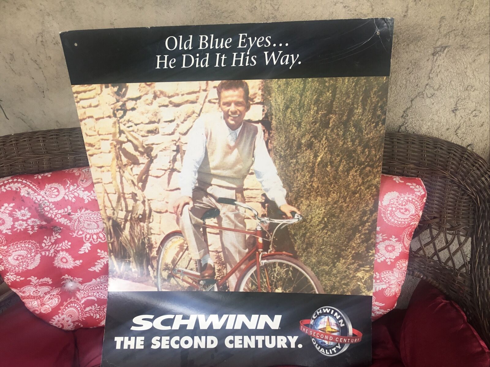 [RARE] VTG 1980,S? LARGE 30”X24” DOUBLED SIDES SIGN SCHWINN BICYCLES 2ND CENTURY