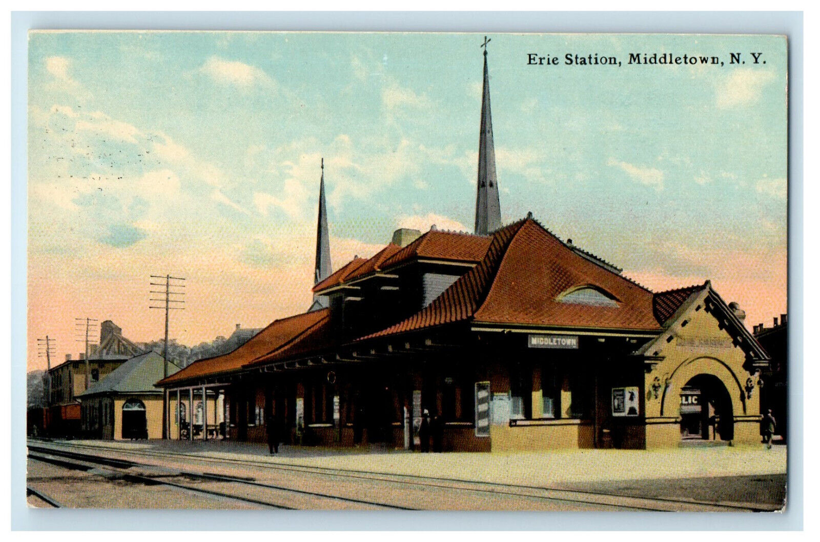 c1910s Erie Station, Middletown New York NY Unposted Antique Postcard