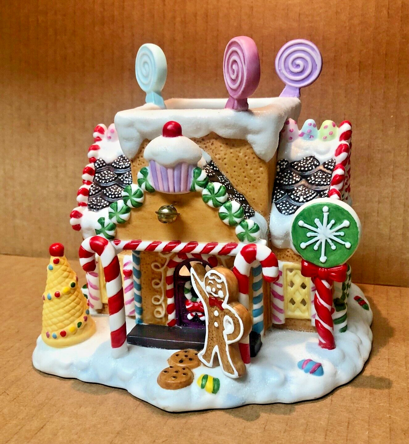 Partylite Gingerbread Cottage Village #1 original box tealight candleholder