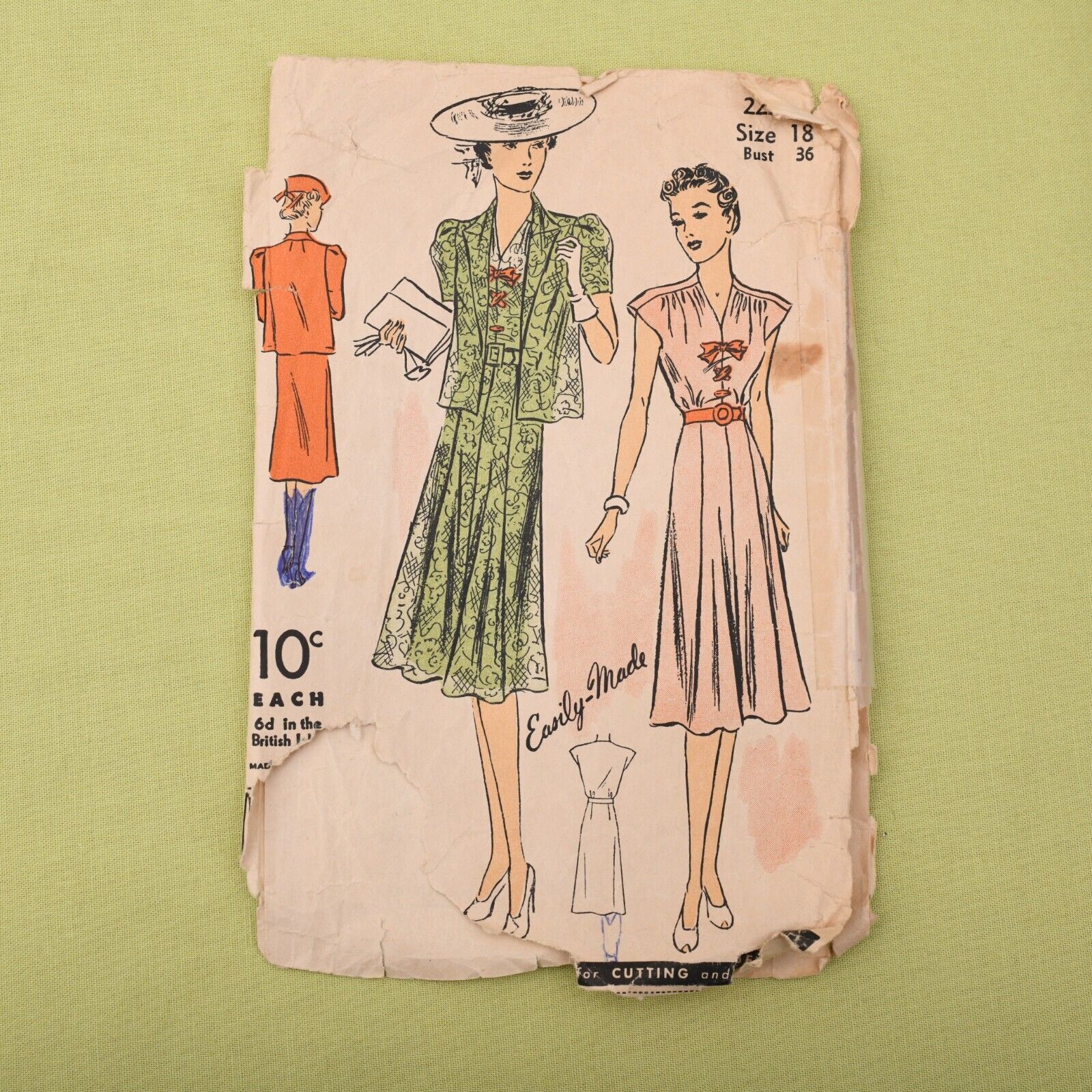 Vintage 1930s Du Barry Dress & Jacket Sewing Pattern - 2224B - Bust 36 Complete