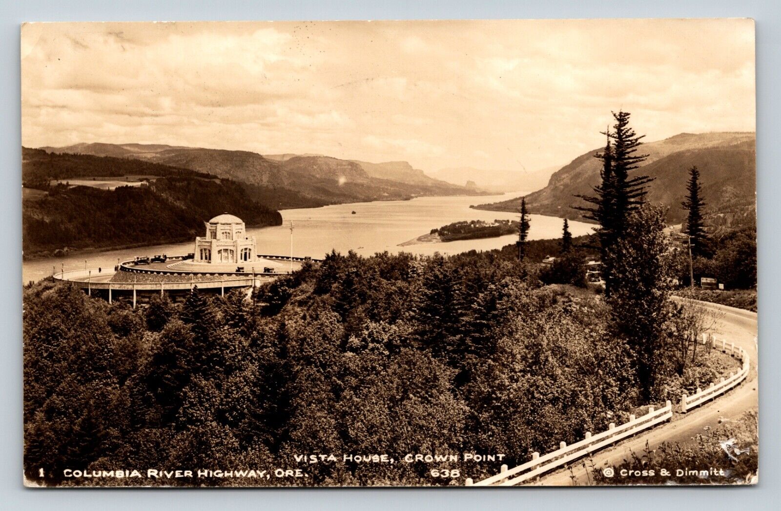 RPPC Vista House Crown Point Columbia River Hwy In Oregon VINTAGE Postcard
