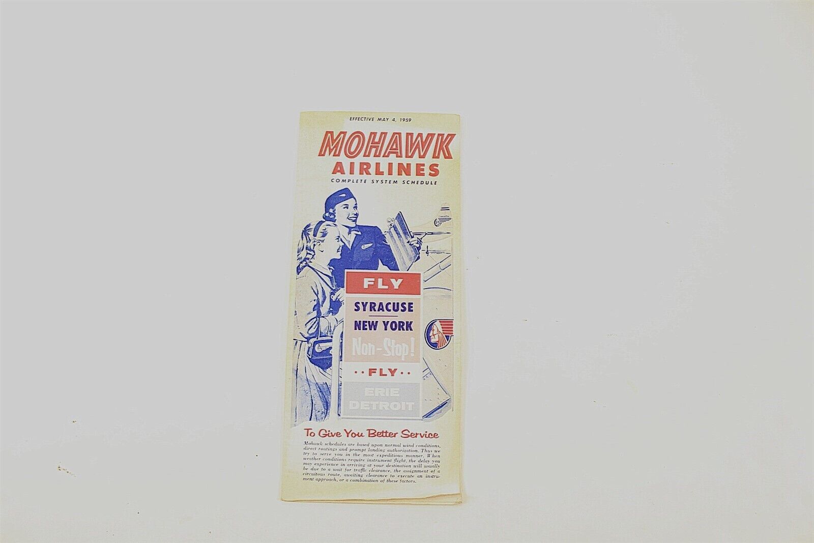 1959 Mohawk Airlines Complete System Schedule Collectible Pamphlet