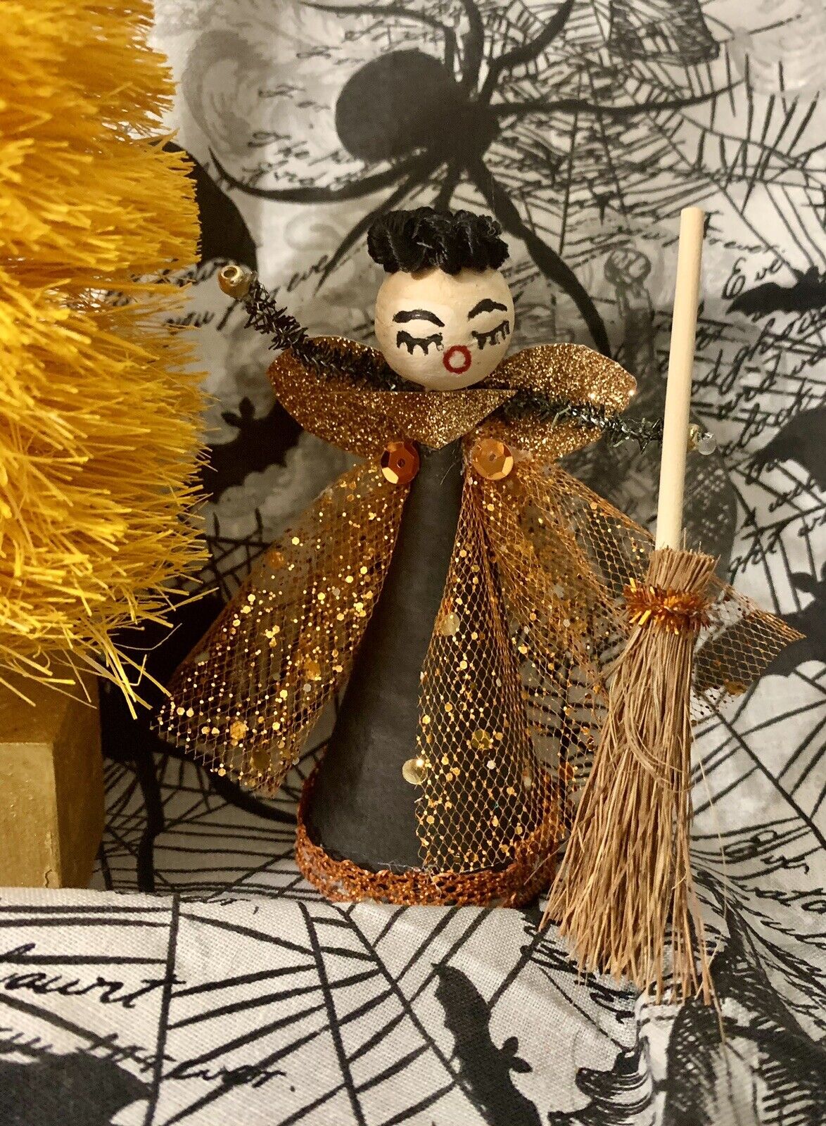 Vintage Cotton Spun Witch Angel Doll