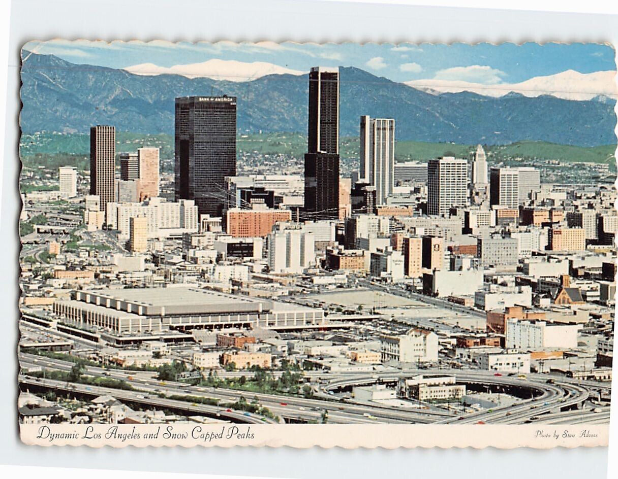Postcard Dynamic Los Angeles and Snow Capped Peaks Los Angeles California USA