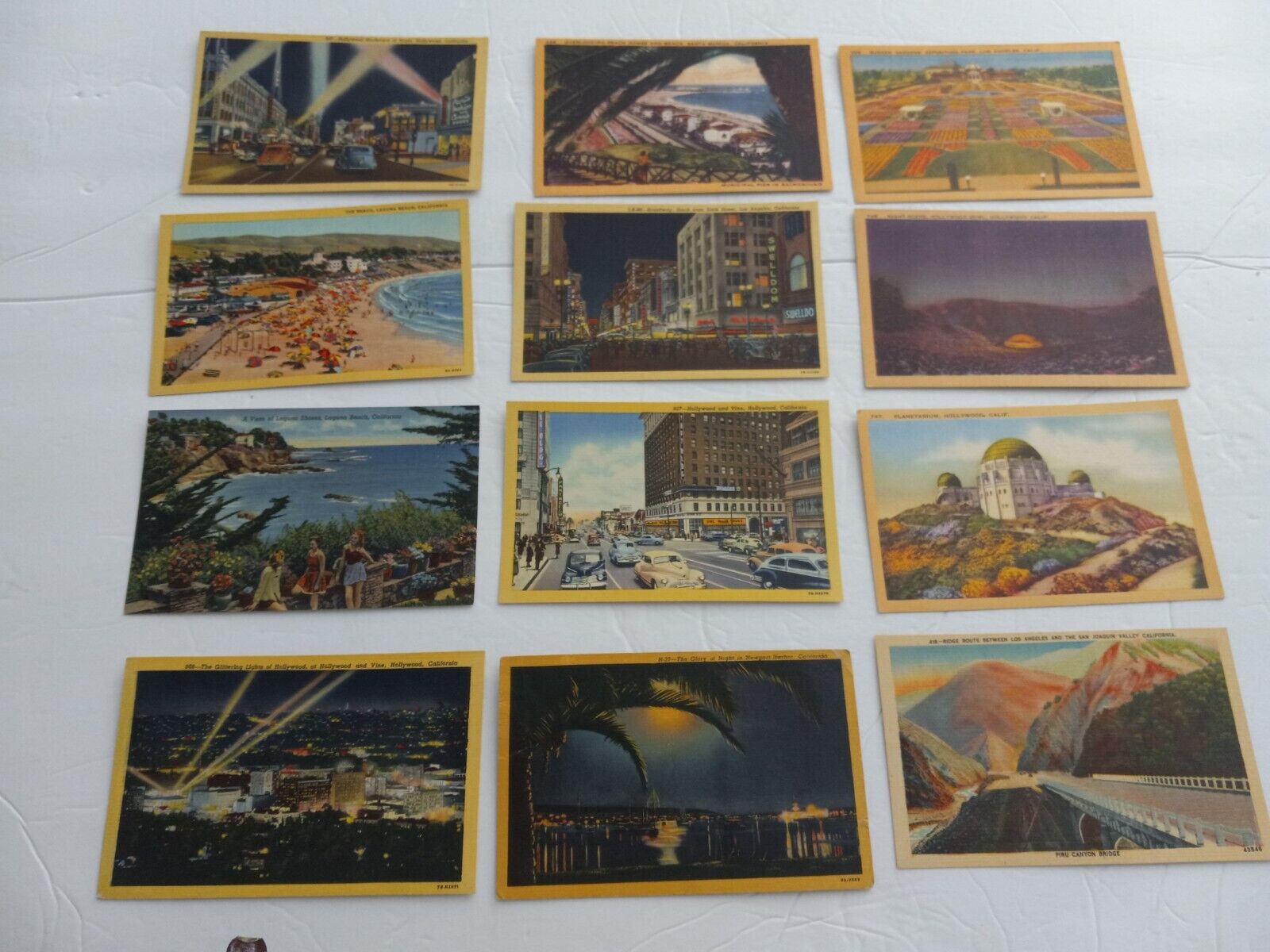 Vtg  Mid Century Los Angeles, Laguna Beach California Postcards Lot of 12 
