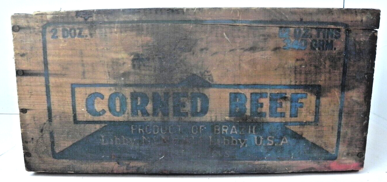 Vintage Libbys Corned Beef Wooden Advertising Box Crate - 15\