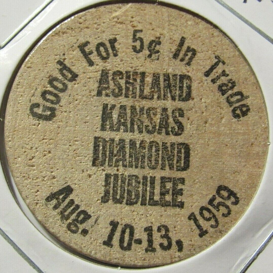 1959 Ashland, KS 75th Anniversary Wooden Nickel - Token Kansas