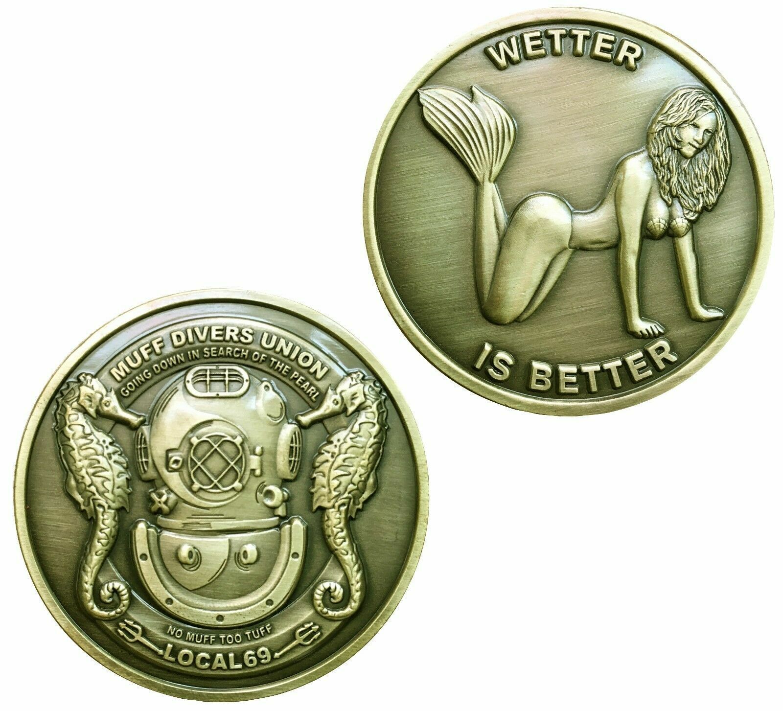 Wetter is Better Diver SCUBA Hard Hat Challenge Coin Special Forces Navy SEAL