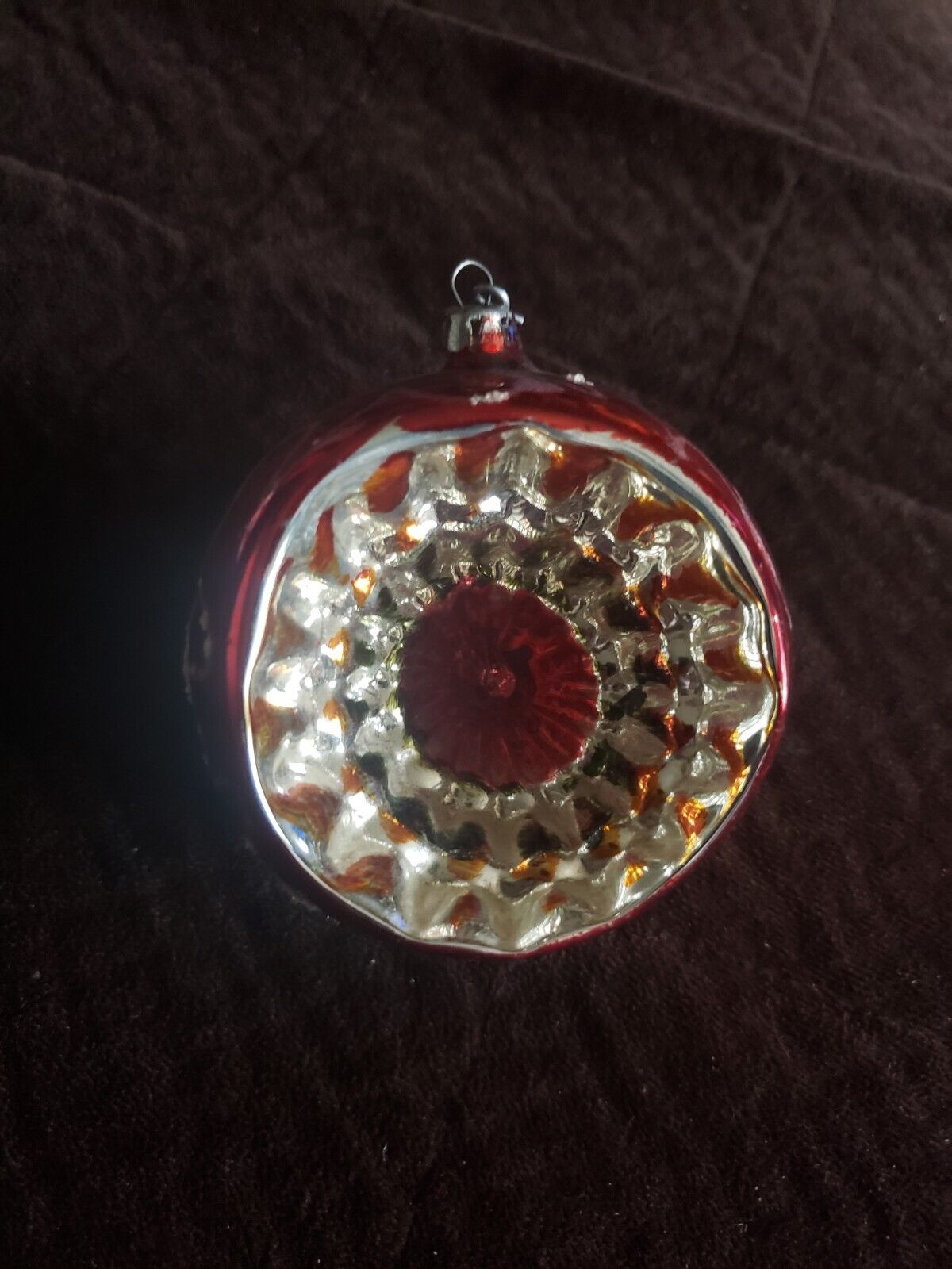 Vintage Glass Christmas Ornament - Large Very Deep Indent
