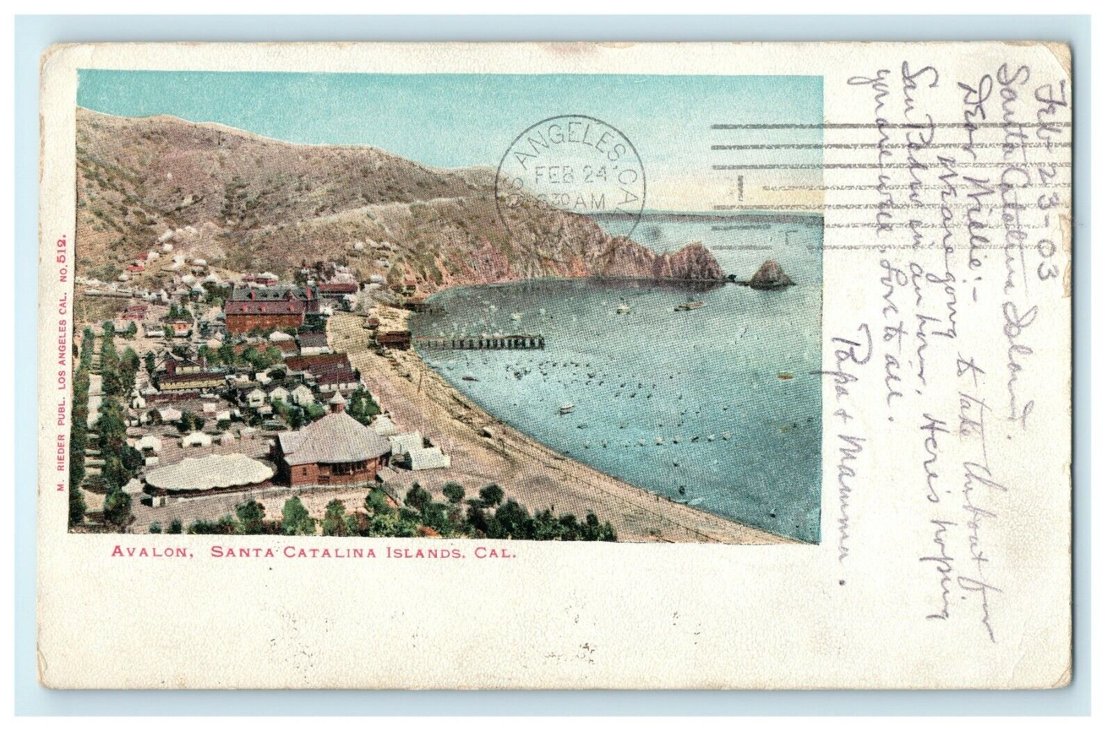 1903 Avalon, CA. Aerial View of Santa Catalina Islands in CA Antique Postcard