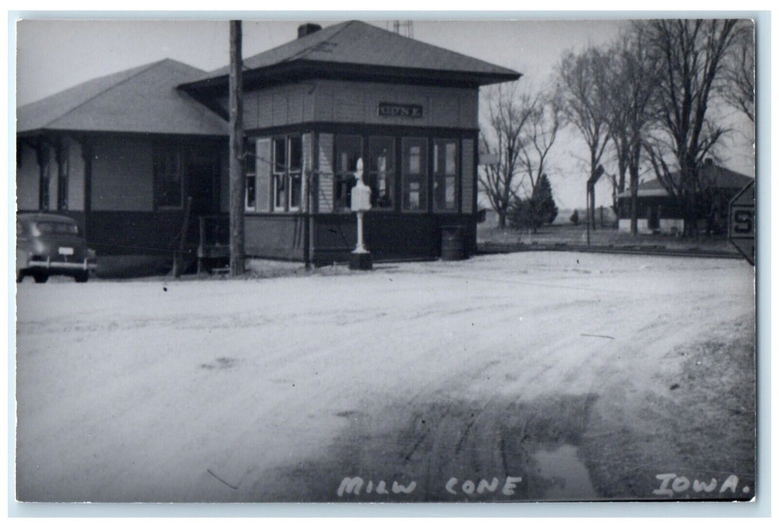 c1960's MILW Cone Iowa Railroad Vintage Train Depot Station RPPC Photo Postcard
