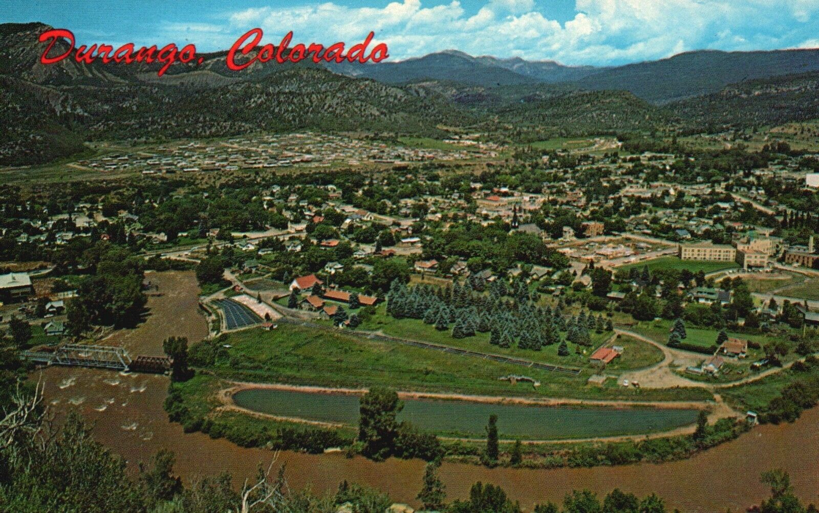 Postcard CO Durango Colorado Aerial View Unposted Chrome Vintage PC G3736