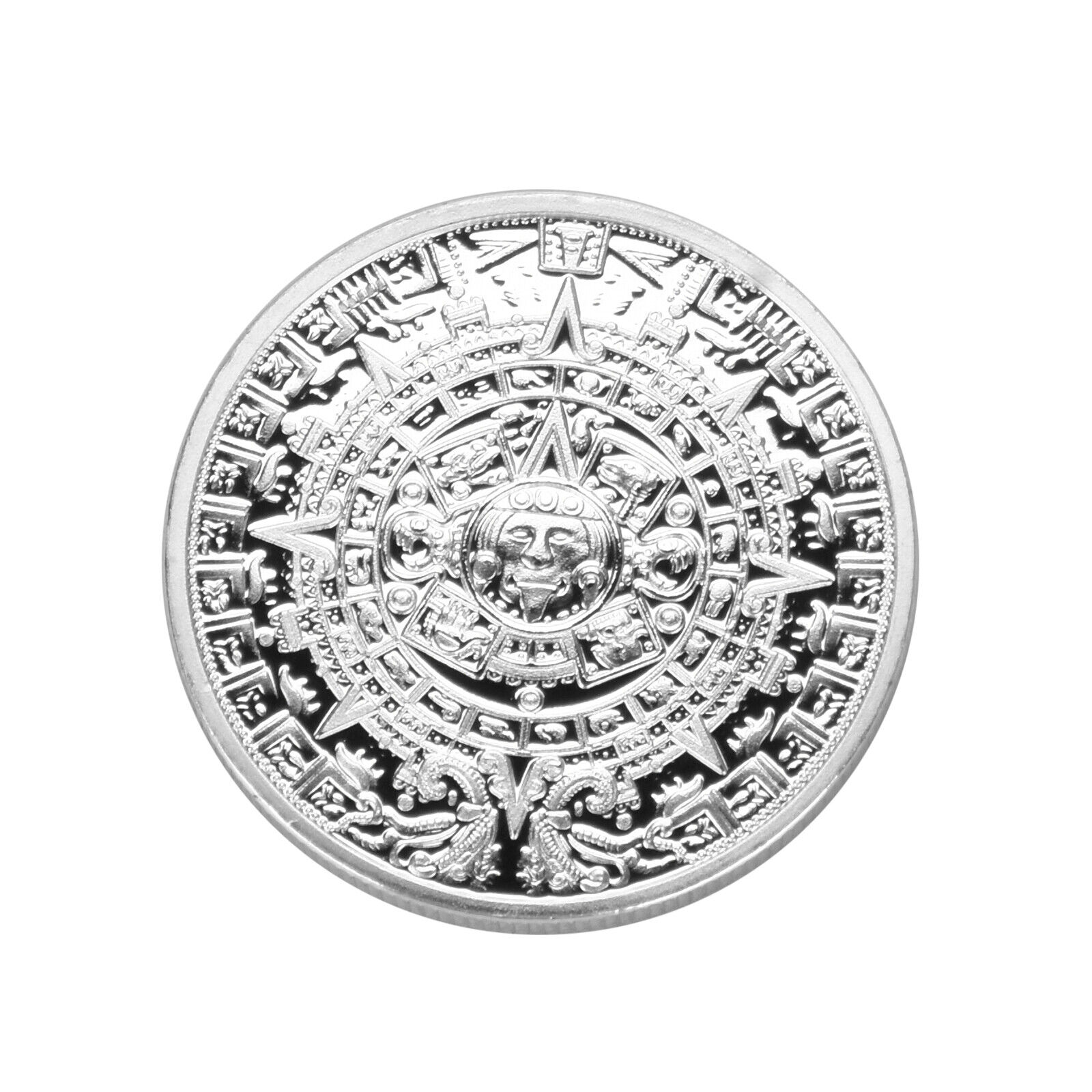 40mm Maya Calendar Plated Coin Souvenir Mayan Aztec Badge Pin Mexico Gift E