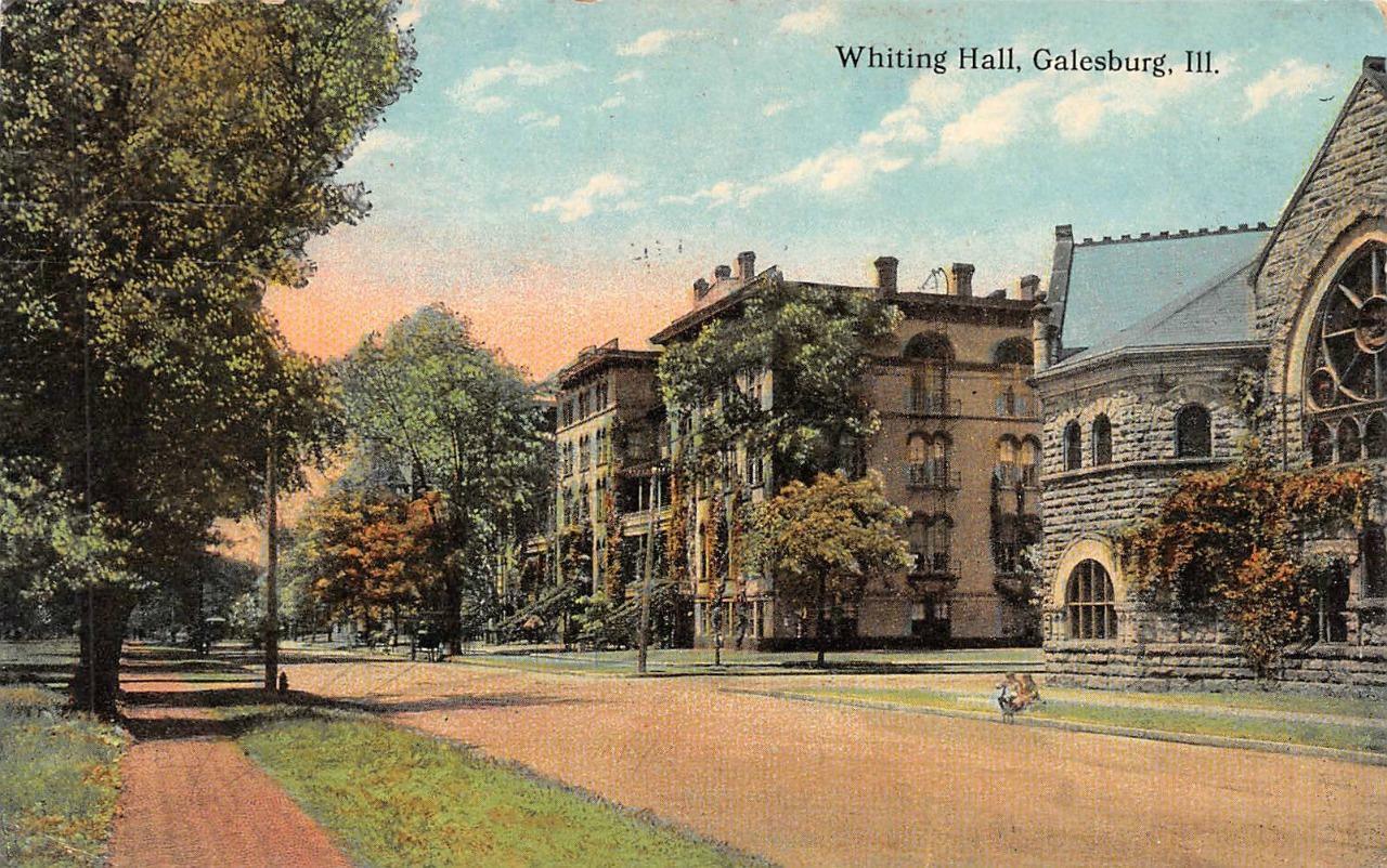 GALESBURG, IL Illinois  WHITING HALL Women\'s Dorm Knox College  c1910\'s Postcard