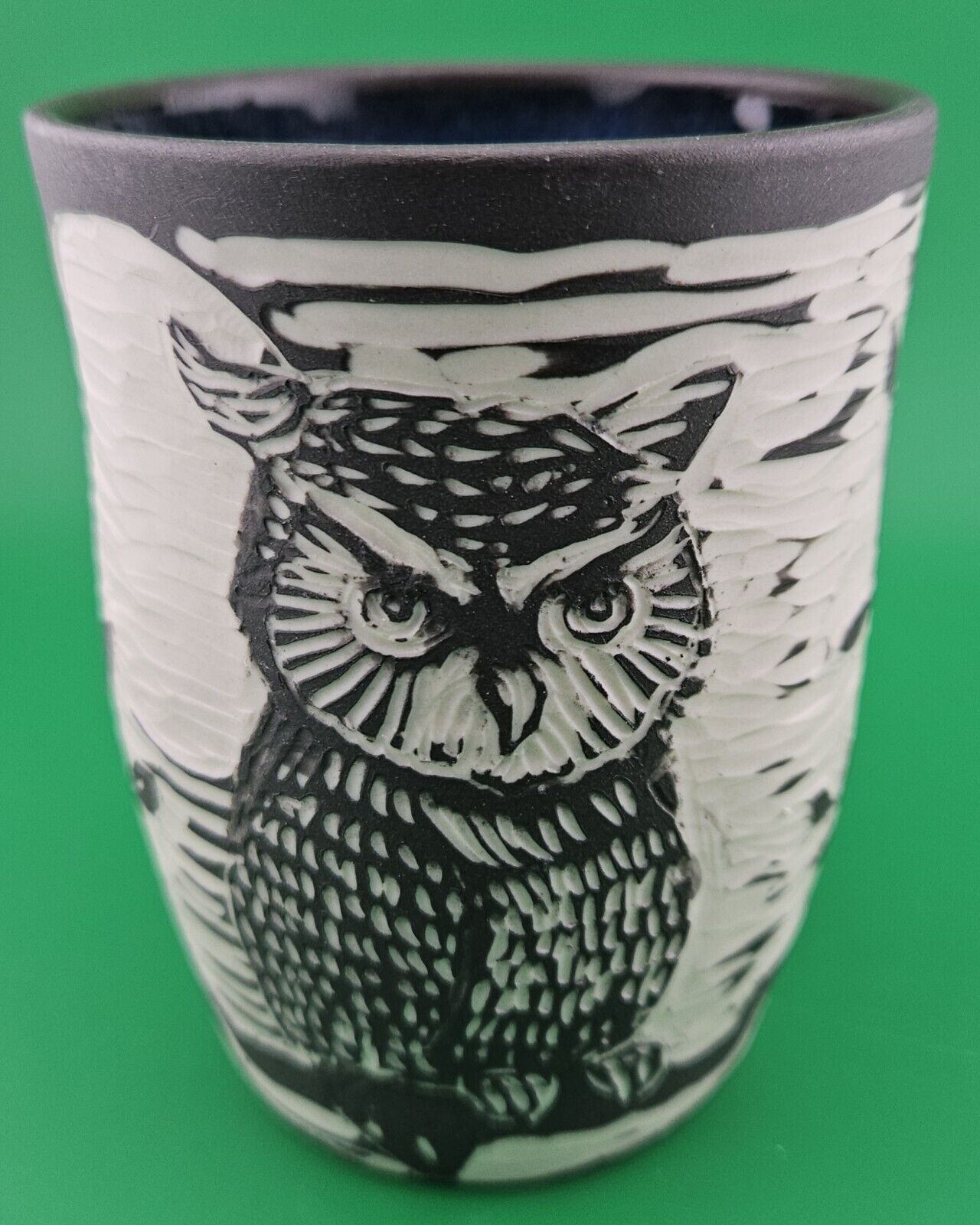 Ceramic Hand-Carved Owl Coffee Mug