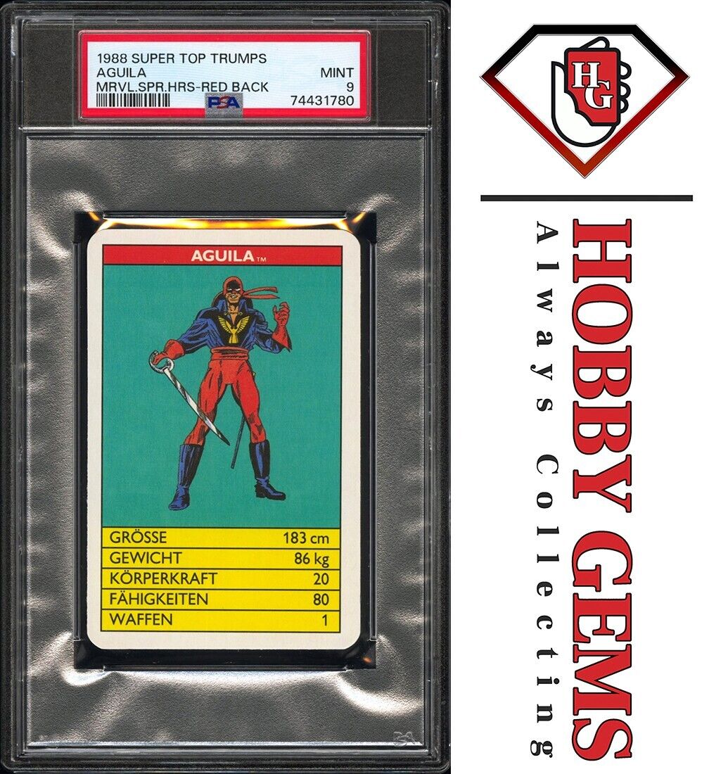 AGUILA PSA 9 1988 Super Top Trumps Marvel Super Heroes Red Back