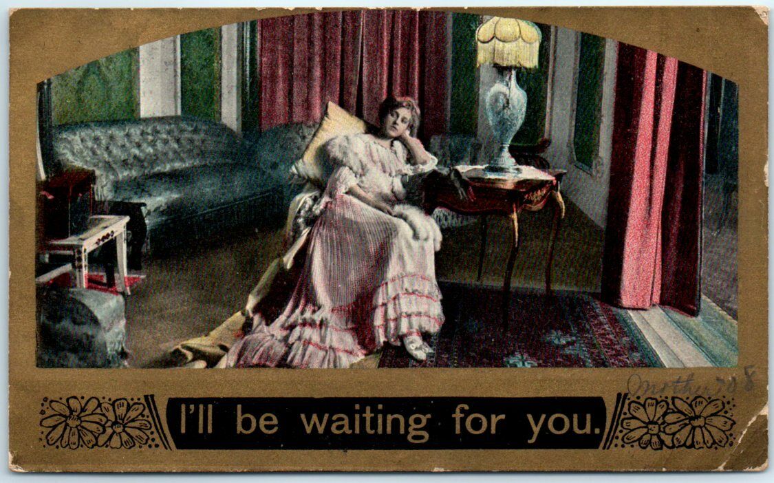 Woman Art Print - I\'ll be waiting for you - Love/Romance Greeting Card