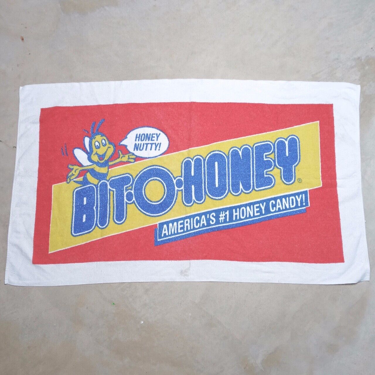 Vintage Bit-O-Honey Candy Made in USA Advertising Beach Towel