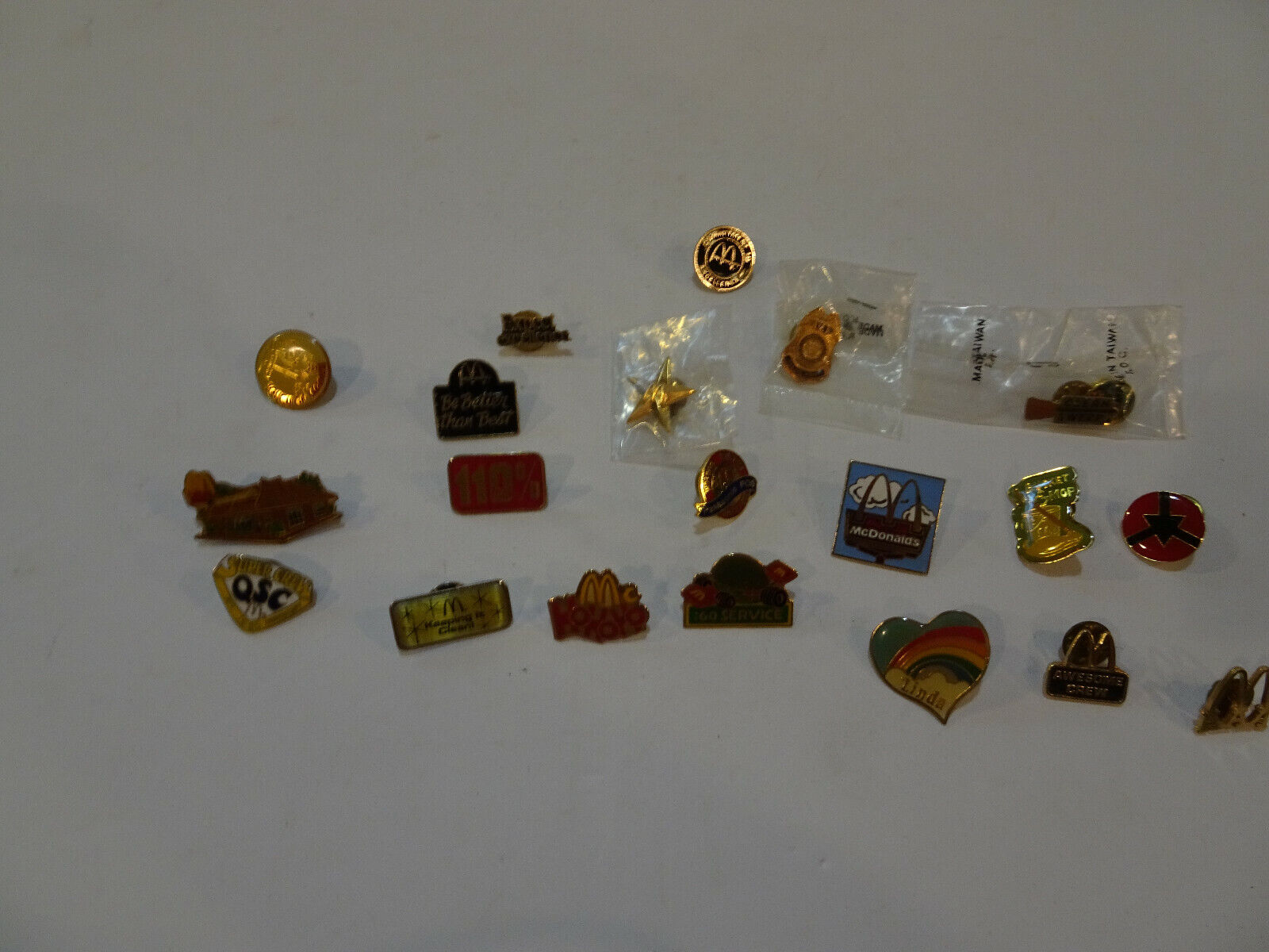 Lot of 20 all diff  McDonald\'s  Employee Pins, pinbacks Nice Condition