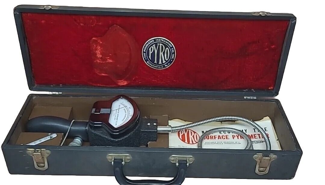 Vintage Antique Hand Held Pyro Pyrometer Instrument Model 180 Meter Tester w/Box