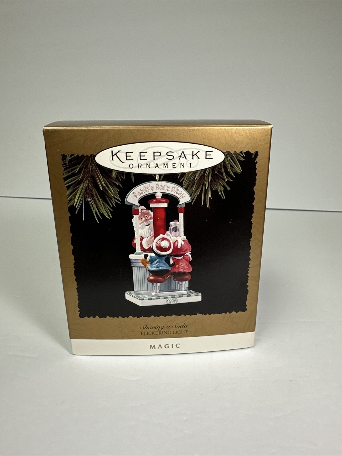 Hallmark Keepsake Magic Ornament Santa Sharing A Soda Flickering Light 1996
