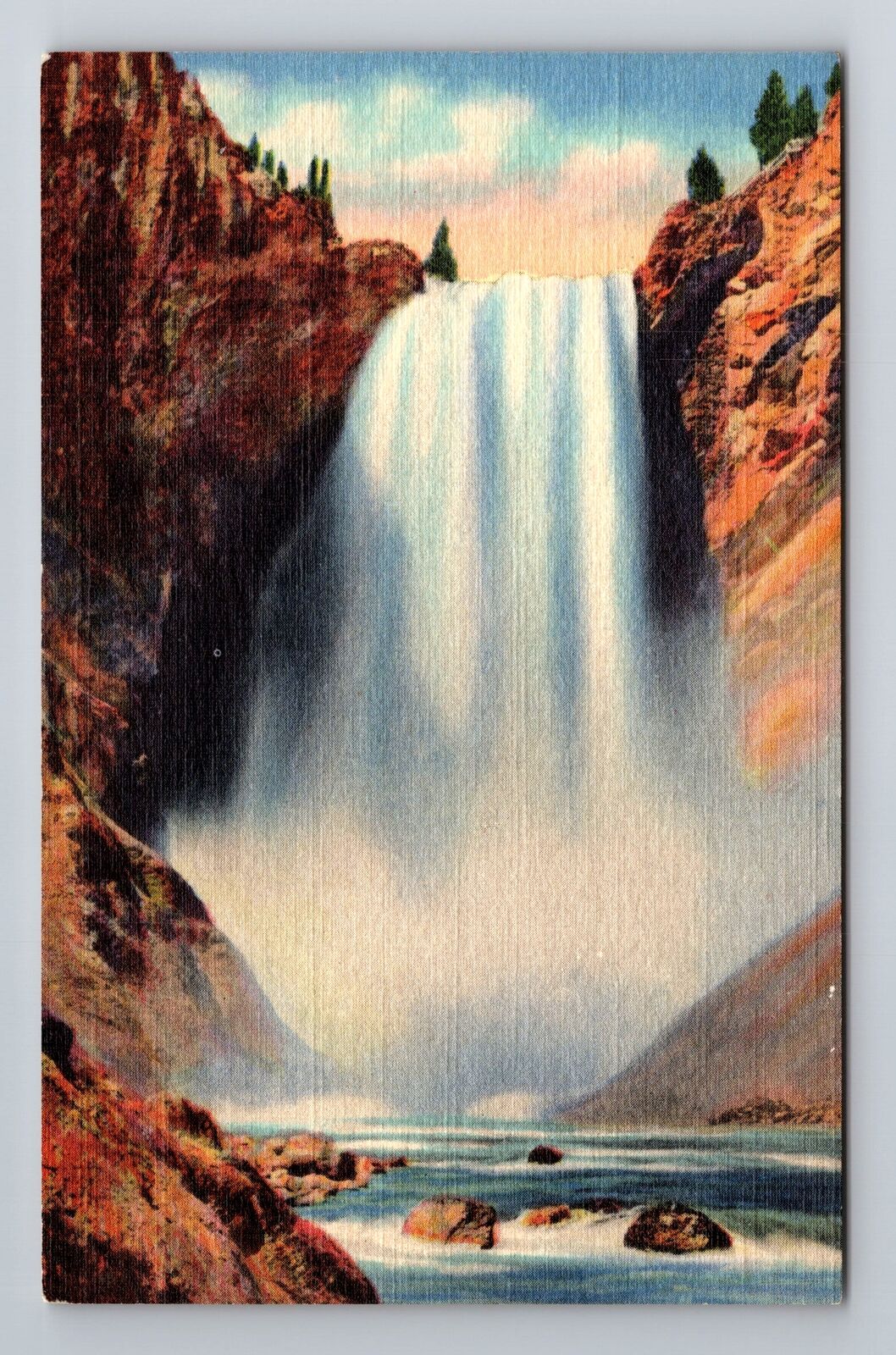 WY-Wyoming, Great Falls Of Yellowstone, Antique, Vintage Souvenir Postcard