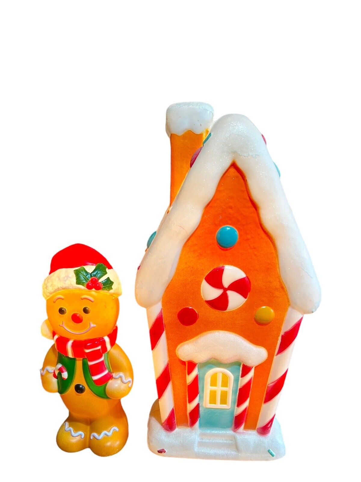 Gingerbread Man 24” And House 36” Bundle Blow Mold Light Up Christmas Decoration