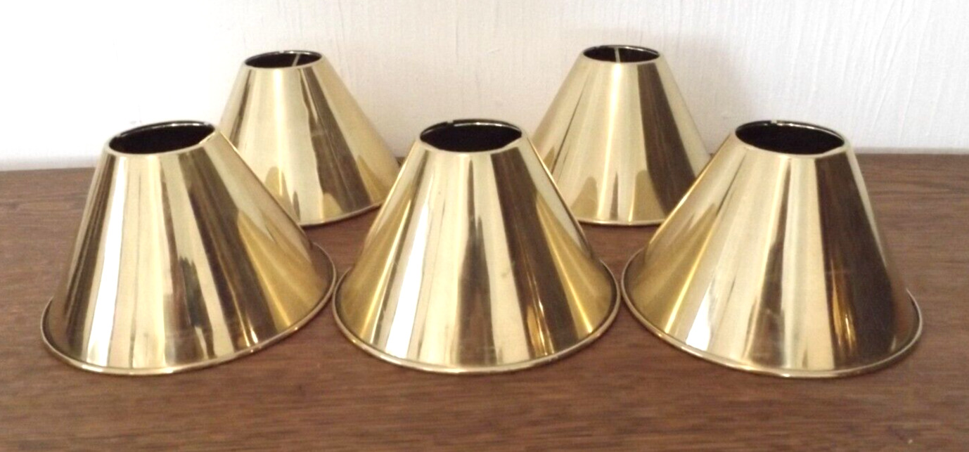 Vintage Set 5 Shiny Solid Brass Chandelier Mini Light Shade Lot
