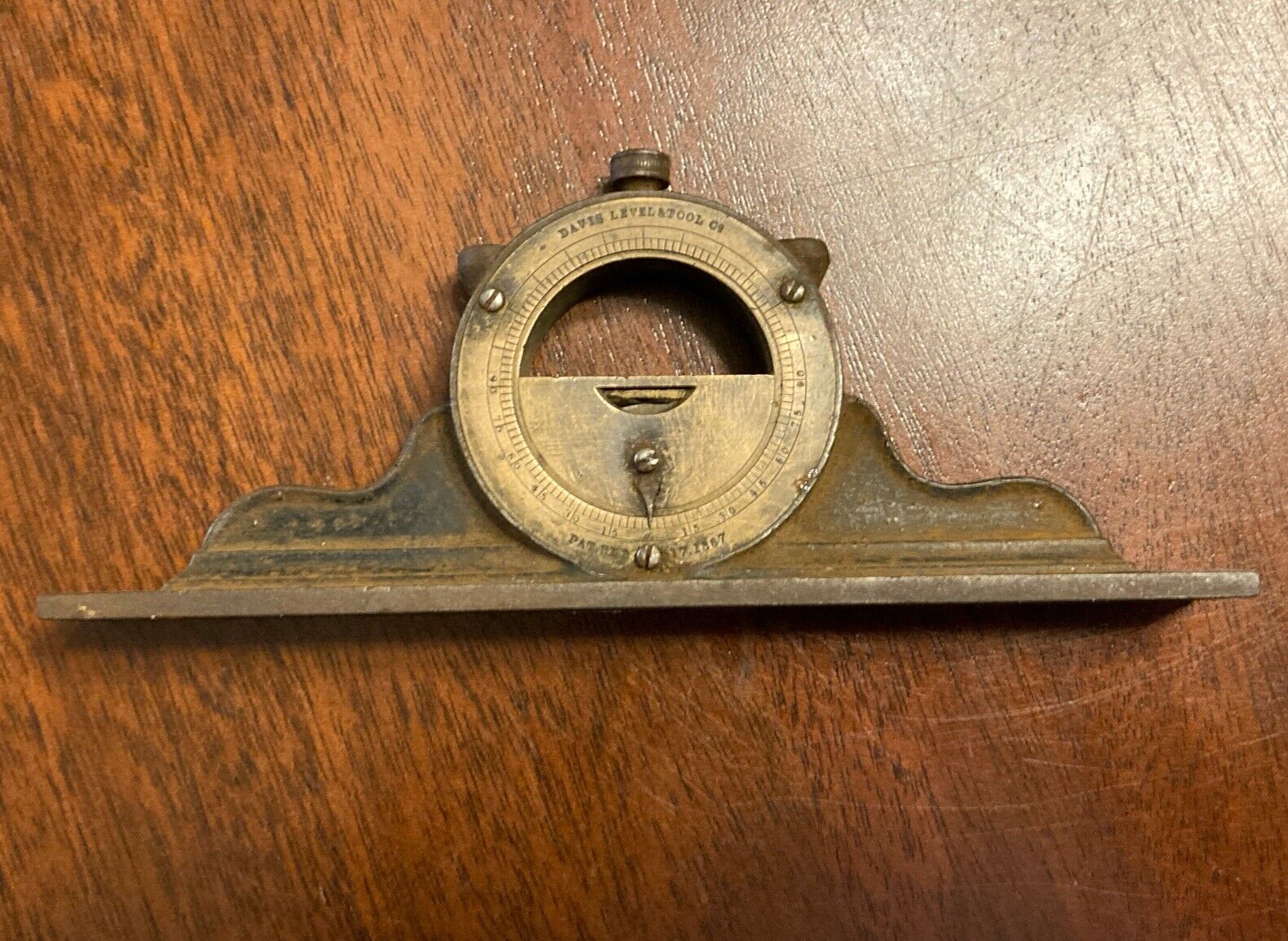 Antique Davis Level & Tool Co. Mantle Clock Type 6” Inclinometer, 1867 Patent