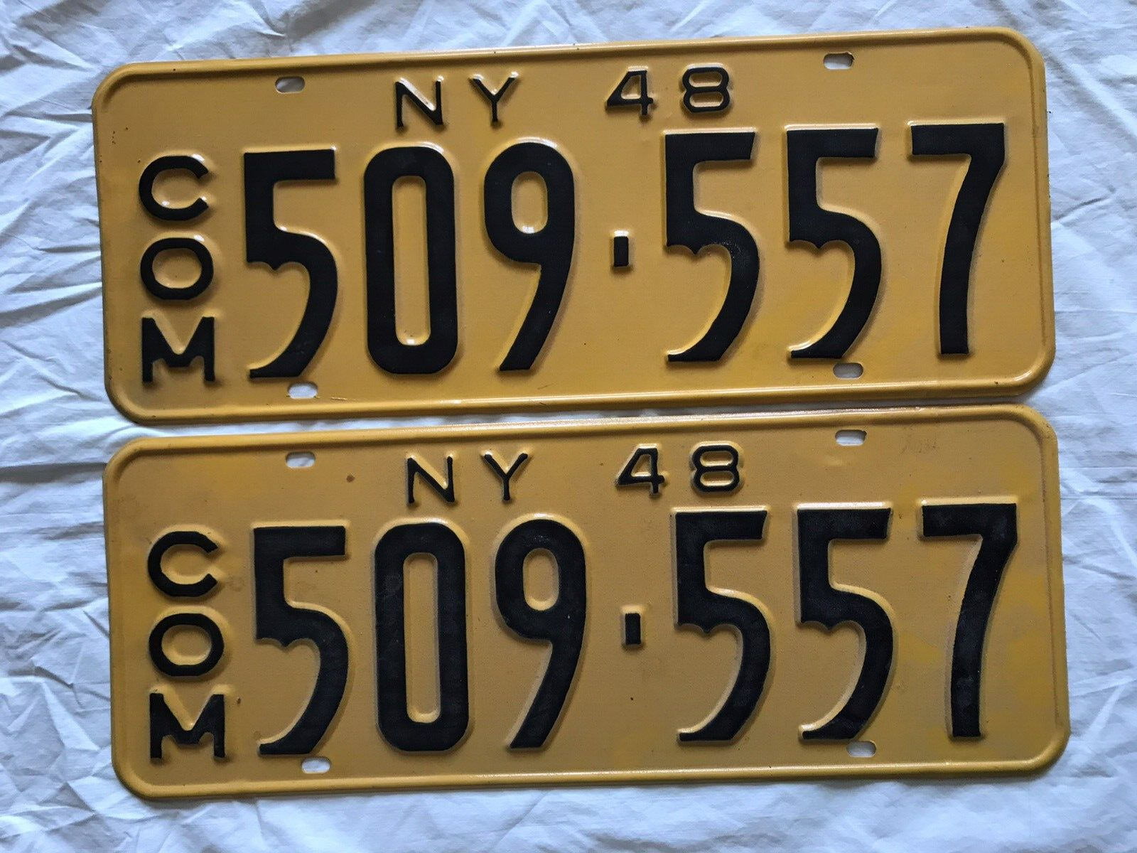 NEW YORK STATE COMMERCIAL LICENSE PLATE SET 1948