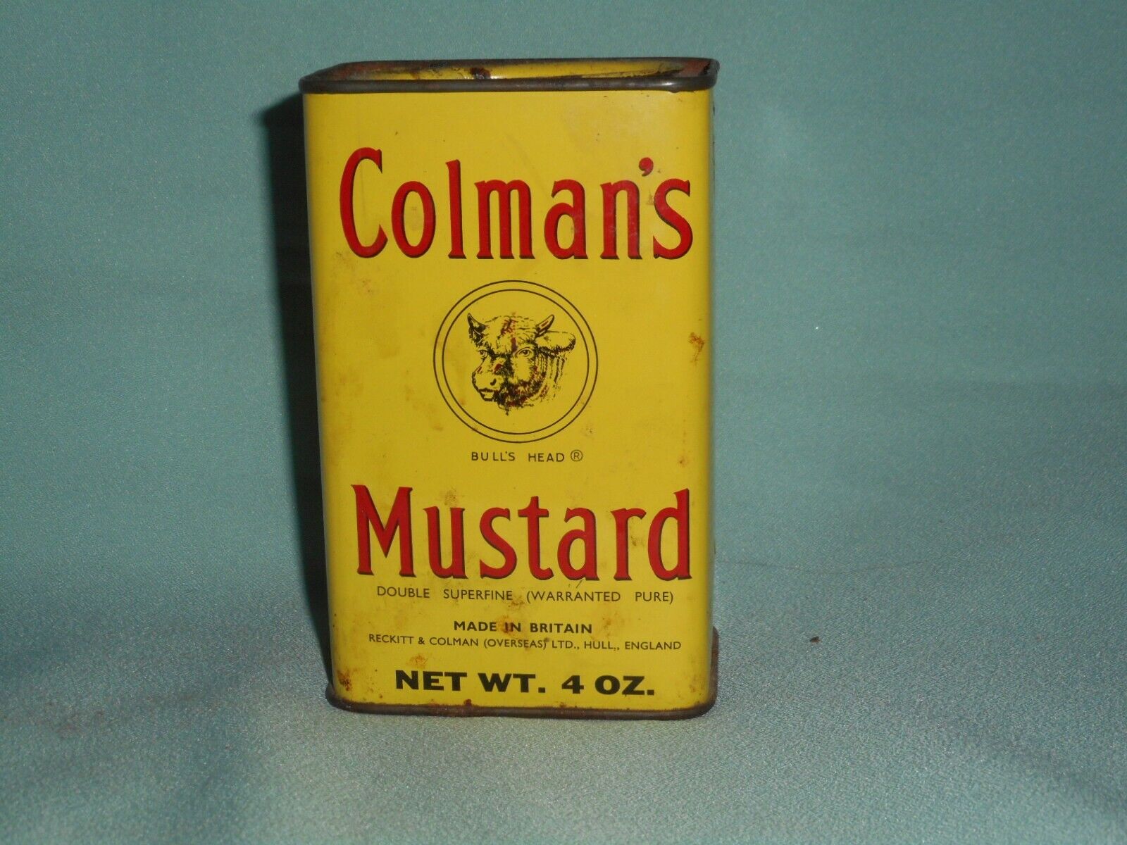 Vintage Coleman\'s Bull\'s Head Dry Powdered Mustard 4 Ounce Collectible Tin