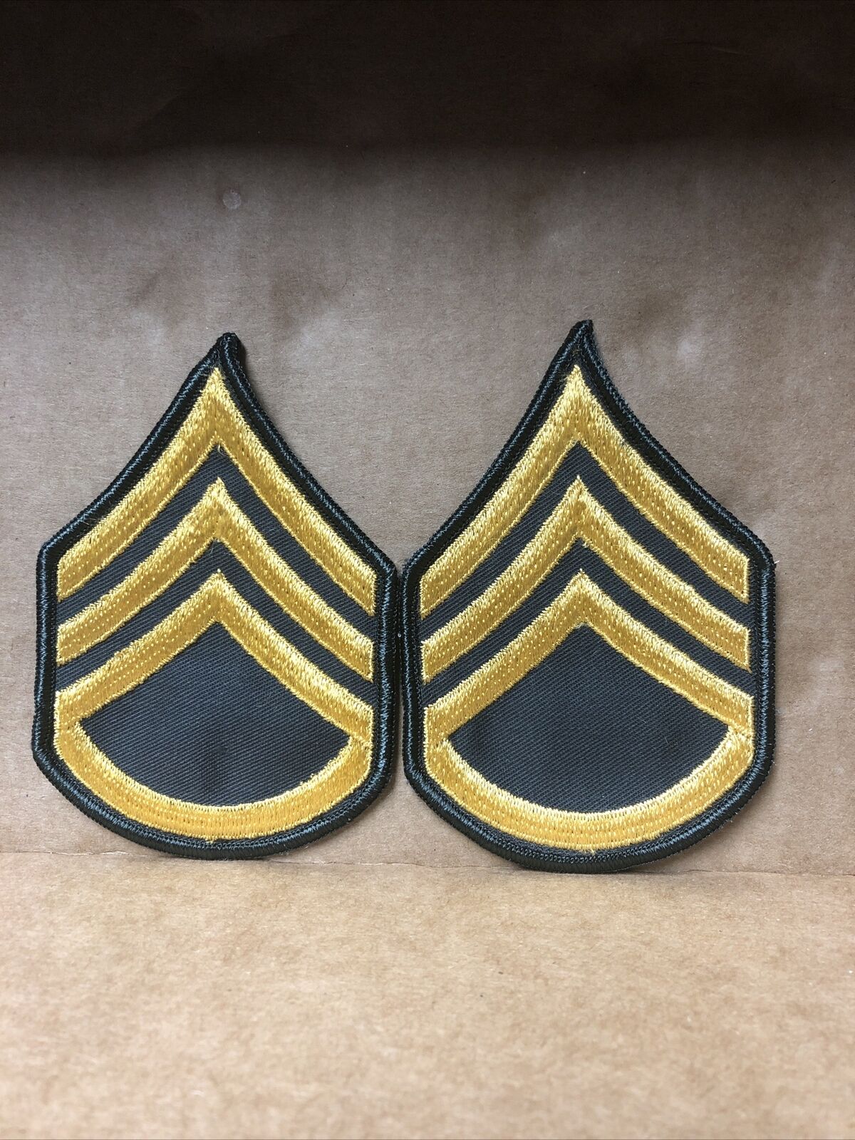 US Army Class A Staff Sergeant E-6 Green/Yellow Patch Set of 2 Sew-On New A2_A39