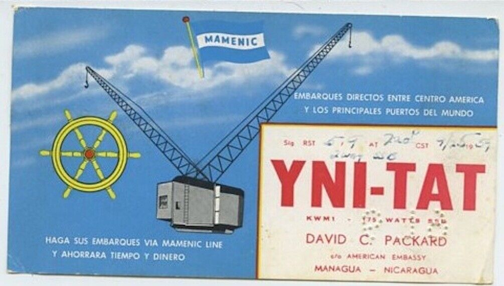 1959 QSL Card Nicaragua YN1TAT Mailed to Nashville Tn W4ZMC Vintage