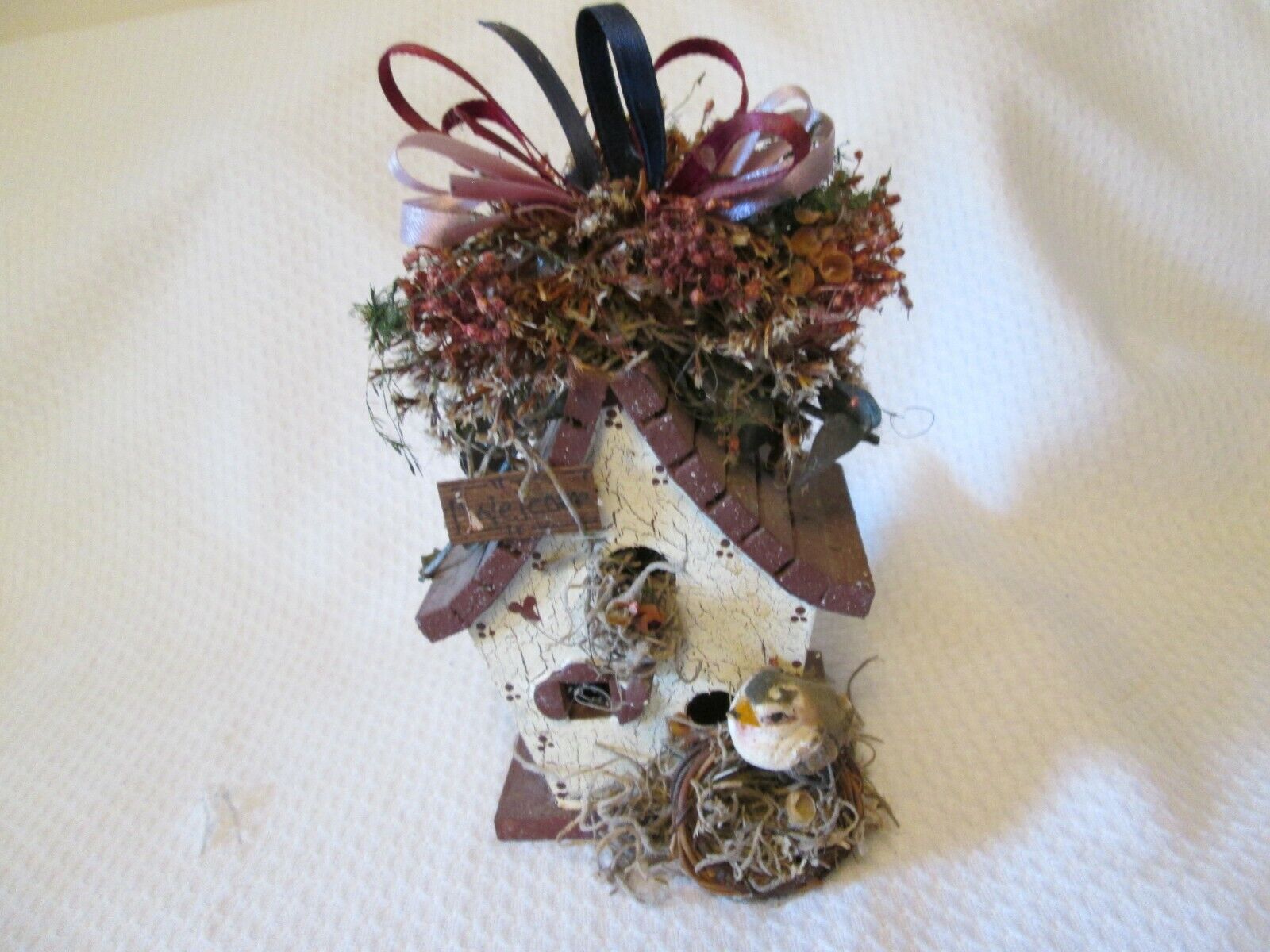  Painted And Decorated Wooden Bird House Fairy House Indoor Decor