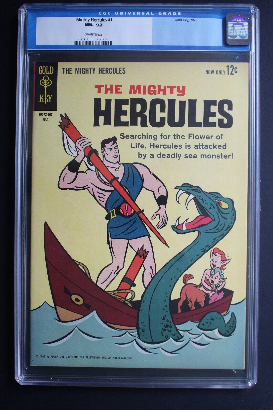 MIGHTY HERCULES #1 vs SEA MONSTER 1963 Gold Key Trans-Lux TV Cartoon CGC NM- 9.2