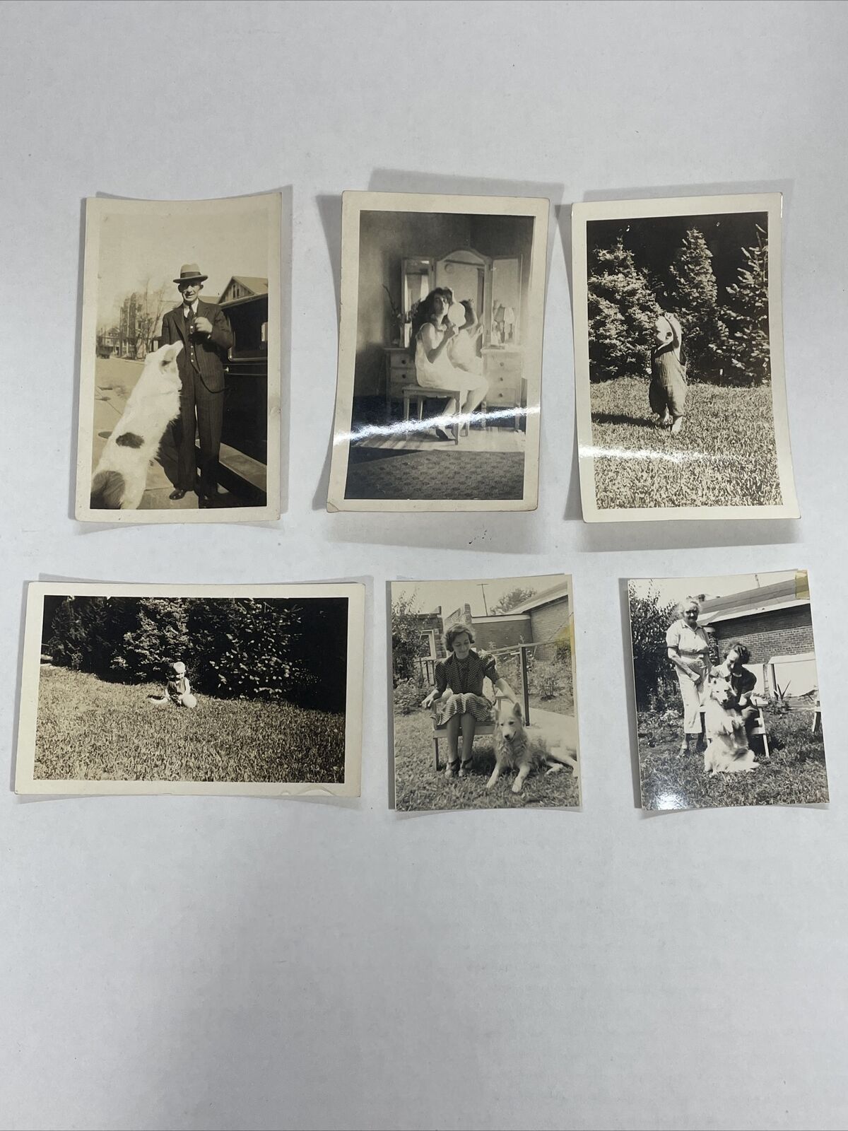 Vintage Photo Lot (6) 1920s-1930s Southern Ohio Dog and Owner Photos, Child
