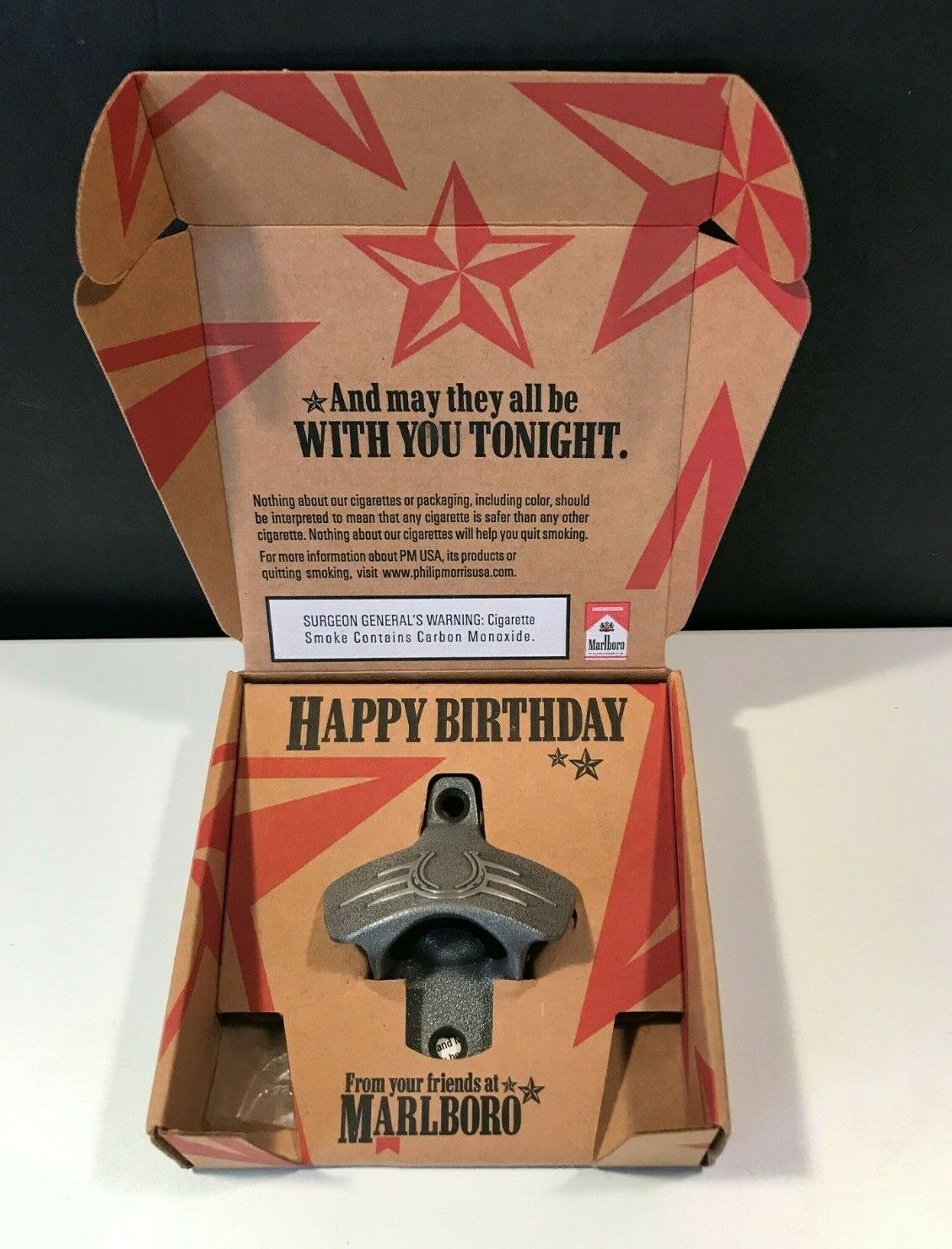 Marlboro Lucky Horseshoe Bottle Opener, Happy Birthday Promotion - New In Box