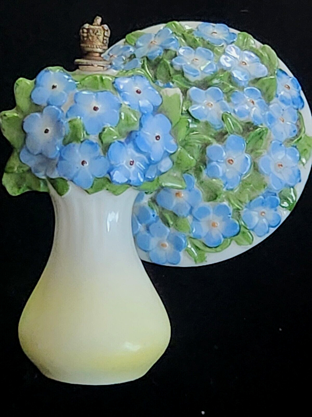 Vintage Scent Bottle-Purple Blue Forget-Me Not Flowers- Crown Top-Germany #1637