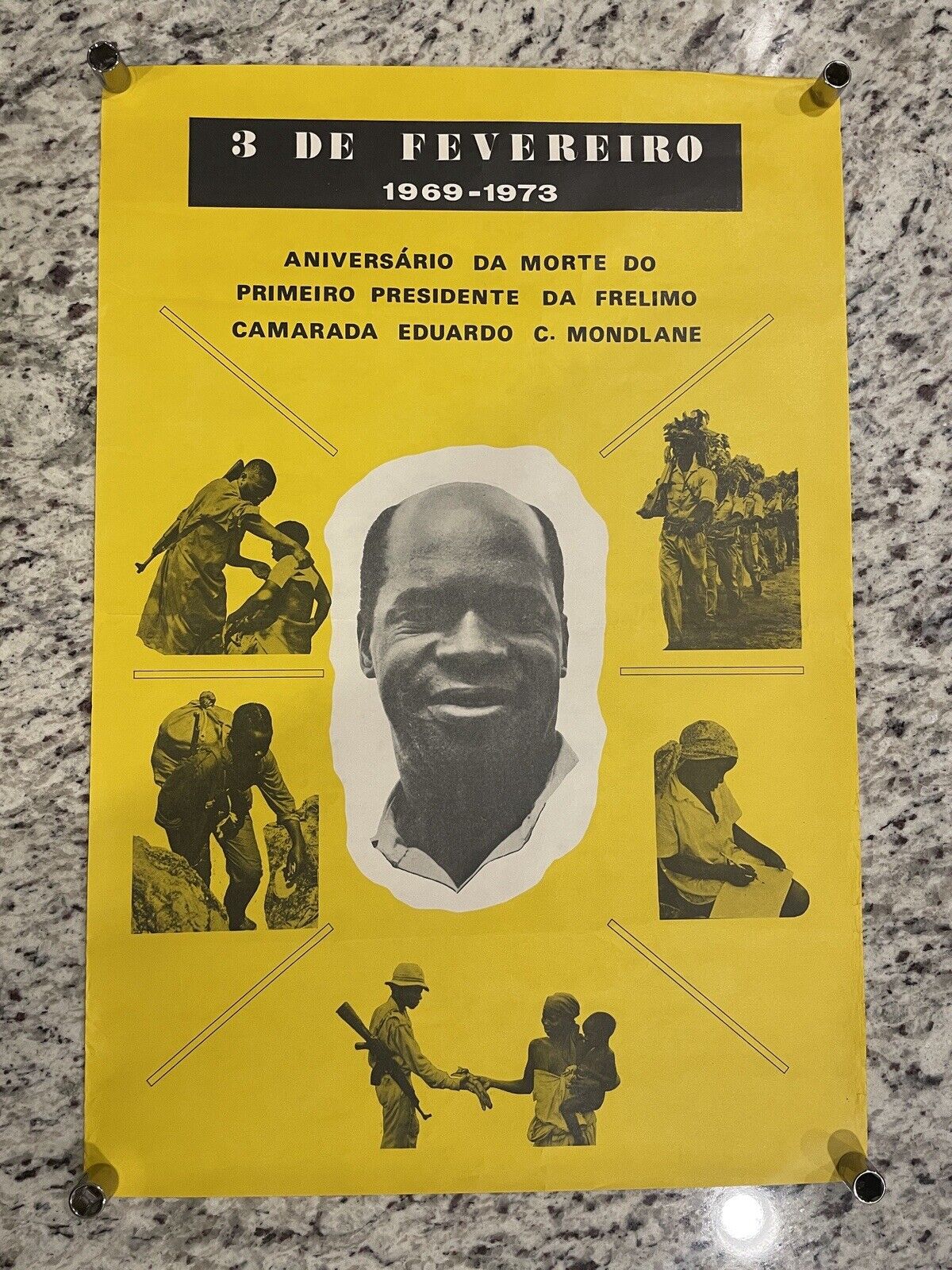 1970s Eduardo C Mondlane Mozambique FRELIMO President Memorial Lithograph Poster